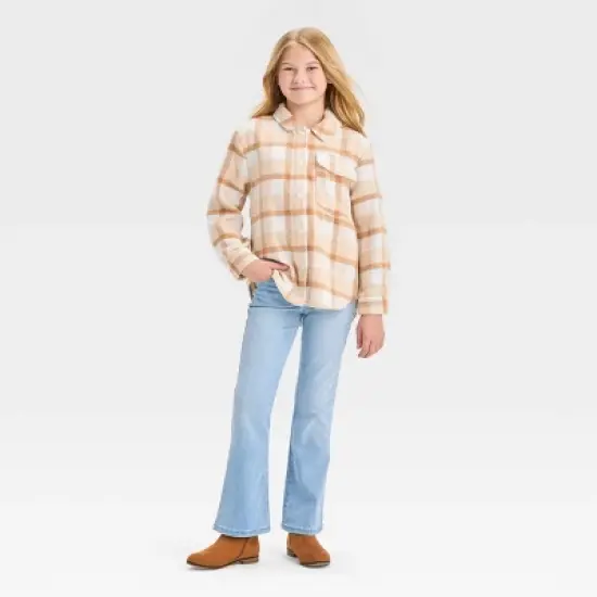 Girls' Plaid Button-Front Long Sleeve Shacket - Cat & Jack&trade; image {2}