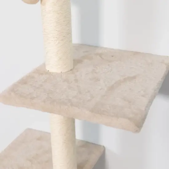 DOMETOUR Wall-mounted Cat Tree with 2 Cat Condos House, 3 Cat Wall Shelves, 2 Ladder, 1 Cat Perch, Sisal Cat Scratching Posts and Pad image {5}