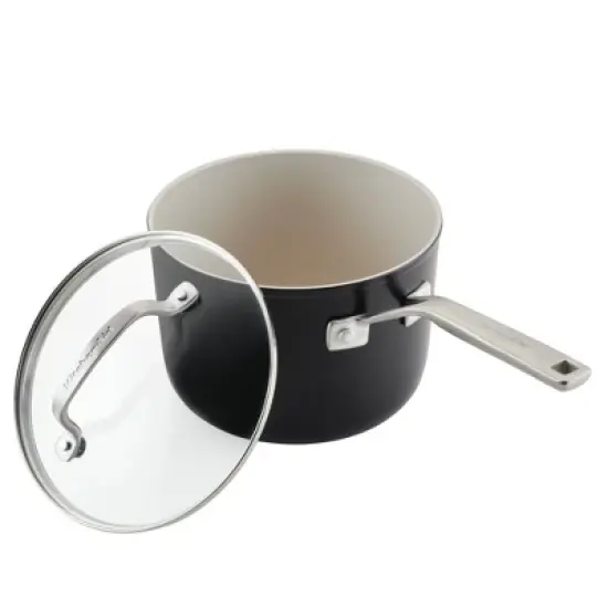 KitchenAid 10pc Hard Anodized Ceramic Nonstick Cookware Set Matte Black: Lifetime Warranty, Hand Wash, Gas Compatible image {8}