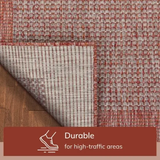 Well Woven Woden Indoor/Outdoor Flat Weave Pile Solid Border Area Rug image {6}