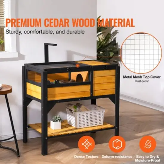 VEVOR Tortoise Habitat, Wooden Tortoise House Indoor & Outdoor, Tortoise Enclosure with Light Stand, Reptile Enclosure Small Animal Cage image {2}