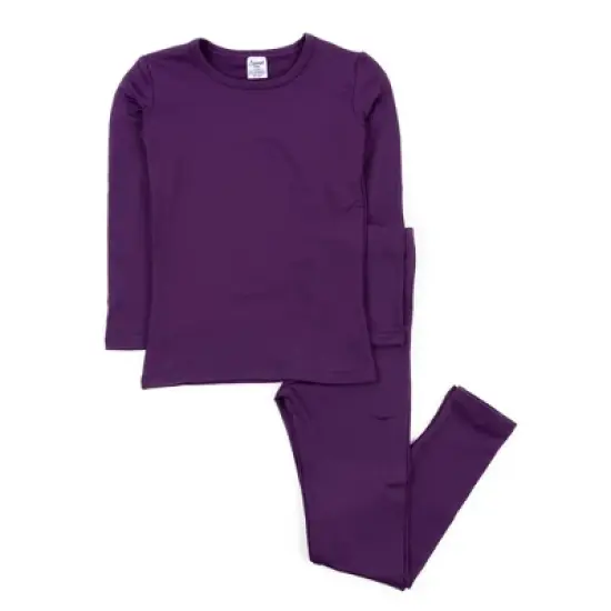 Leveret Kids Two Piece Boho Solid Color Thermal Pajamas image {2}