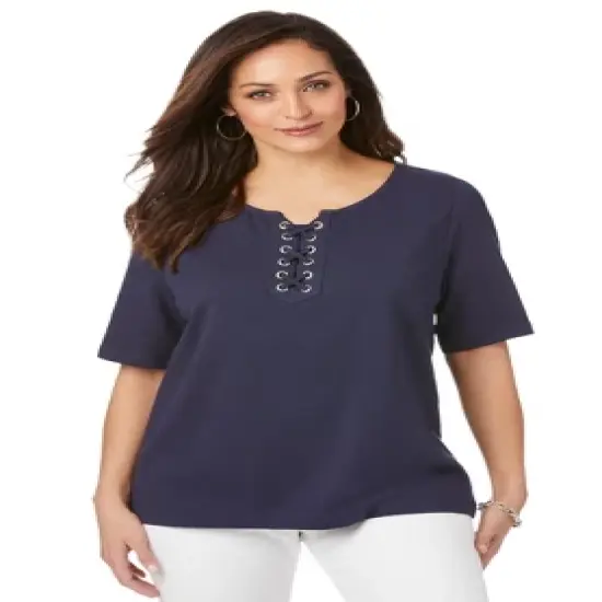 Jessica London Women&rsquo;s Plus Size Lace Up Tee image {2}