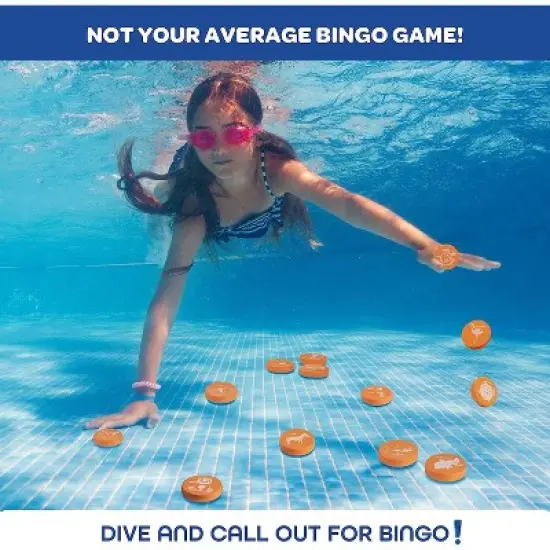 Aqua Pool Bingo Diving Game for Adults & Kids - Dive for & Call 75 Sinking Numbers, Fill Your Card To Win - Summer Swimming Party Fun image {1}