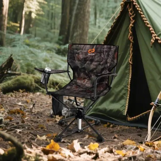 Costway 2PCS 360&deg; Swivel Hunting Chair with Mesh Cup Holder & Storage Pockets Cozy Backrest Camo/Blue/Multicolor image {3}