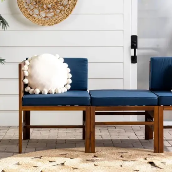 3pc Modular Acacia Wood Patio Chat Set with Cushions - Saracina Home image {9}