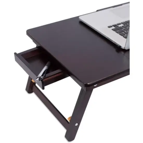 BirdRock Home Bamboo Laptop Lap Tray with Adjustable Legs - Walnut image {3}