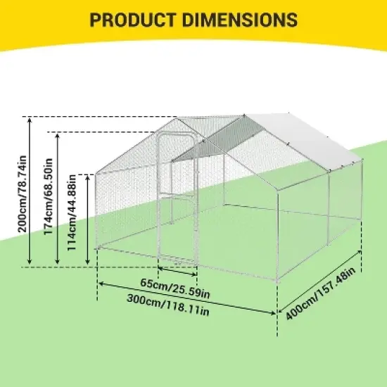 Chicken Coop Run,Large Walk-in Metal with Waterproof UV-Resistant Cover, Lockable Doors,Heavy-Duty Galvanized Steel Poultry Cage for Outdoor Backyard image {1}