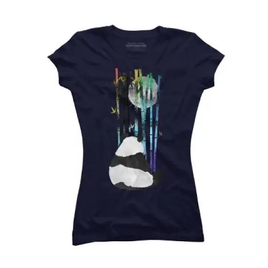 Junior's Design By Humans Panda, Bamboo & the Moon By ikaruz T-Shirt image {4}
