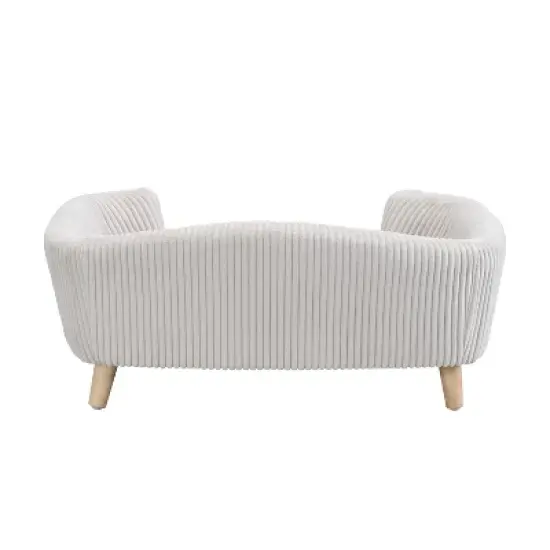 Gulches Beige Pet Bed - Elevated Corduroy Couch with Rubber Wood Legs for Small Dogs image {8}