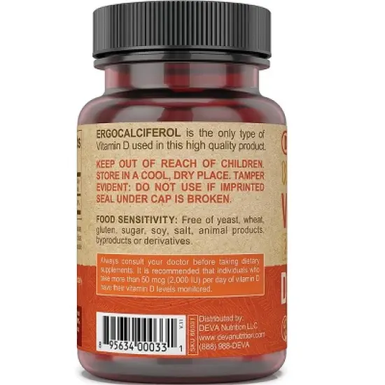 Deva Vegan Vitamin D2 - Tiny Tablets 60 mcg (2,400 Iu) 90 Tablets image {2}