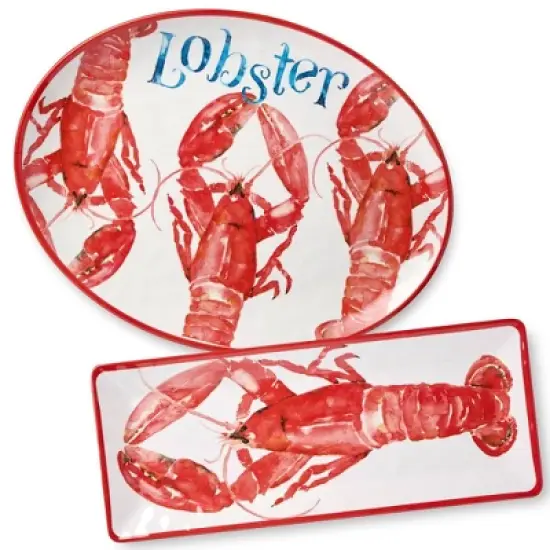 Certified International 2pc Beach House Lobster Melamine  Platter Set image {6}
