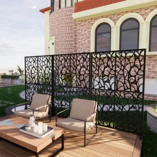 Syemin Patio Decorative Screens, Iron Arch Decoration Garden Trellis, for Outdoor for Climbing Plants Support, Flowerbed, Black, 45.3"*15.8"*72" image {4}