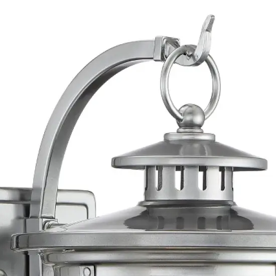 Franklin Iron Works Callaway Modern Industrial Outdoor Wall Light Fixtures Set of 2 Chrome Metal 11 3/4" Clear Seedy Glass for Post Barn image {2}