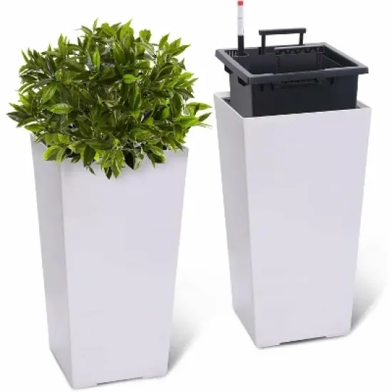 2 Pack Tall Planter with Drainage Holes＆Water Level Monitor＆Inner Bucket image {12}