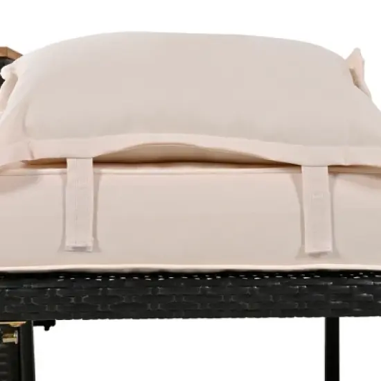 Syemin Patio Chaise Lounges, Outdoor Patio Daybed, Comfy Seat Cushion, Sofa Furniture, for Backyard, Swimming Pool, Beige, 57"*51.2"*64.2" image {2}