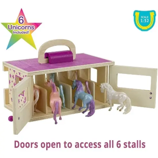 Breyer Unicorn Magic Wooden Carry Stable Playset w/ 6 Unicorns image {2}