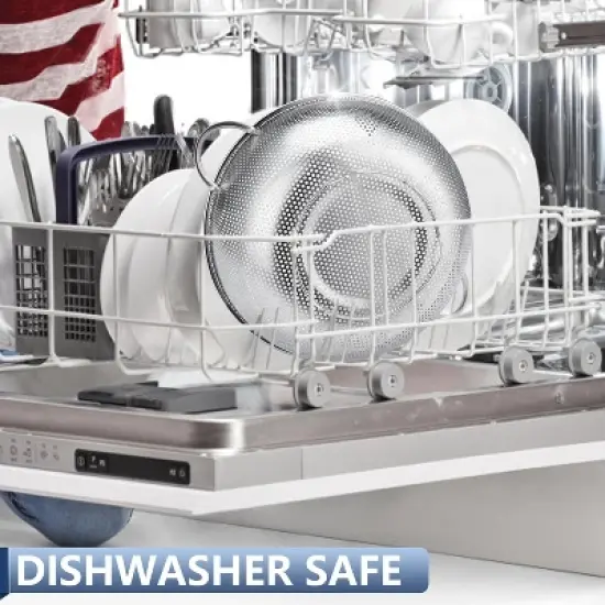 Colander Stainless Steel 3-Quart, Metal Strainer with Base, Strainer for Kitchen Food, Dishwasher Safe image {3}