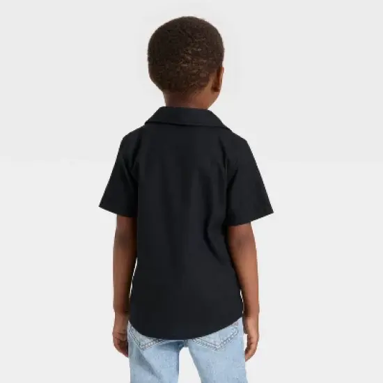 Toddler Boys' Short Sleeve Halloween Button-Down Shirt - Cat & Jack&trade; Black image {1}