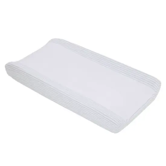 NoJo Woodland Sage, and White Stripe Plush Contoured Changing Pad Cover image {1}