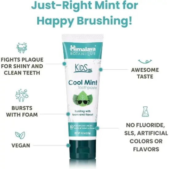 Himalaya Botanique Kids Toothpaste, Cool Mint Flavor 4 oz image {2}