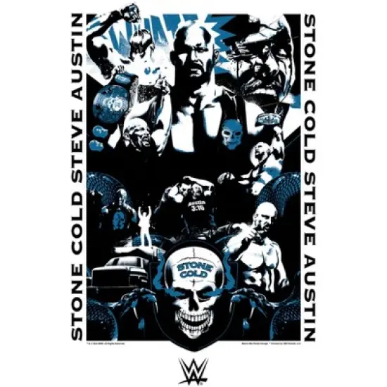 Boy's WWE Stone Cold Steve Austin Blue Poster T-Shirt image {1}