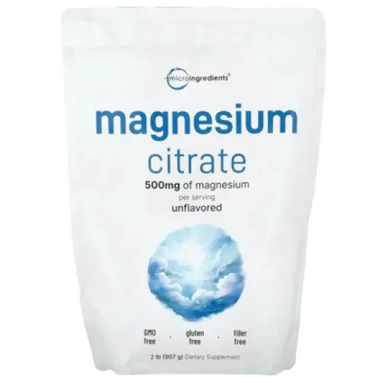Micro Ingredients Magnesium Citrate, Unflavored, 2 lb (907 g) image {2}