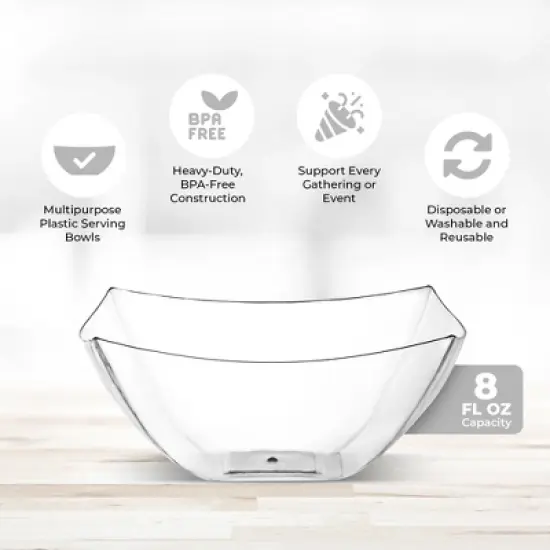 Posh Setting Square Fancy Clear Serving Bowl - 8 oz. - 4 Pack image {2}