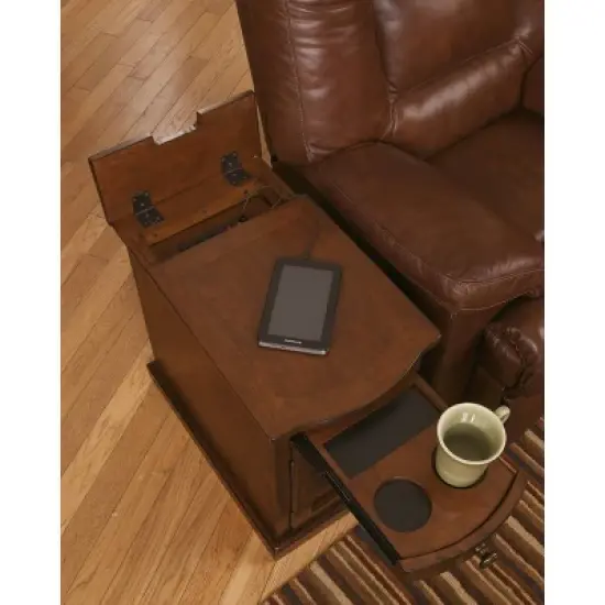 Laflorn Chairside End Side Table with USB Ports and Outlets Medium Brown - Signature Design by Ashley image {3}