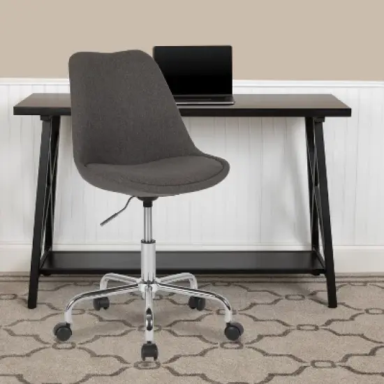 Emma and Oliver Mid-Back Dark Gray Fabric Pneumatic Lift Task Office Chair image {1}
