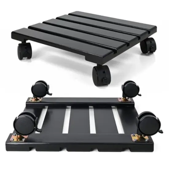 Alladinbox 2-Pack Wooden Plant Stand Caddy with Lockable Wheels Heavy Duty, image {7}