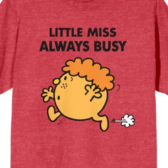 Mr. Men And Little Miss Meme Little Miss Always Busy Crew Neck Short Sleeve Red Heather Women's T-shirt image {1}