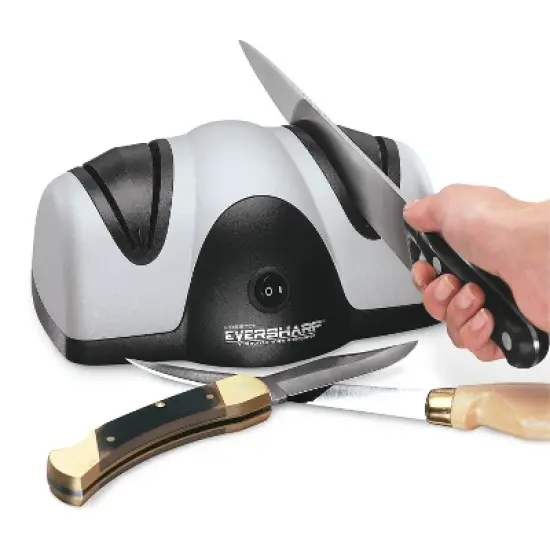 Presto Knife Sharpener- 08800: Electric Eversharp with Coarse & Fine Levels, Nonslip Base, Preset Angles, Black/Gray image {1}