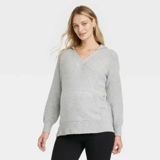 Nursing Hoodie Maternity And Beyond Pullover - Isabel Maternity by Ingrid & Isabel&trade; Light Gray image {4}