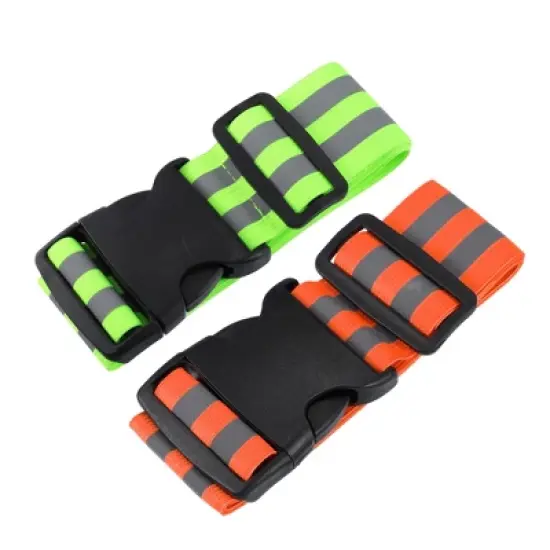 Unique Bargains High Visibility Safety Reflective Belt Running Gear Green Orange 2 Pcs image {4}