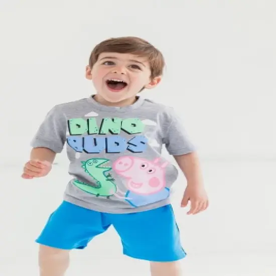 Peppa Pig Graphic T-Shirt & Mesh Shorts Blue/Grey  image {4}