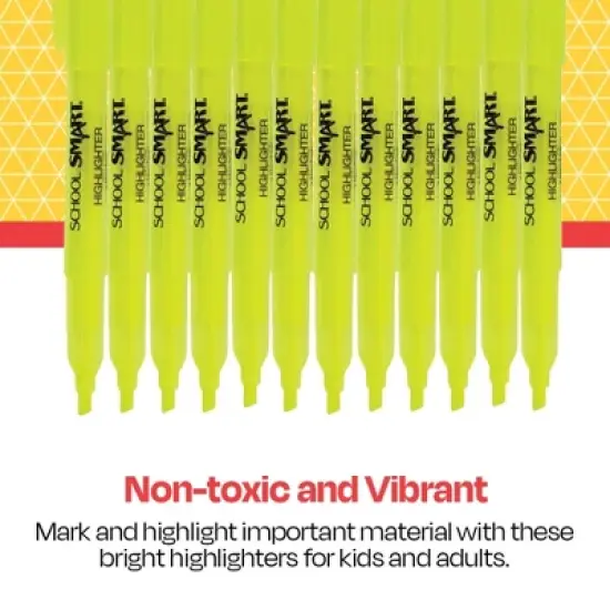 School Smart Pen Style Highlighters, Chisel Tip, Yellow, Pack of 48 image {3}