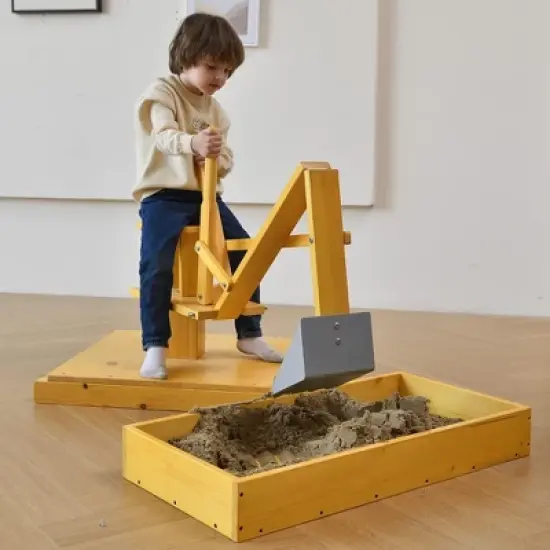 Avenlur Excavator: Wooden Ride-On Fun with Two-Handed Controls for Toddlers - Portable Outdoor Sandbox Adventure Toy! image {4}