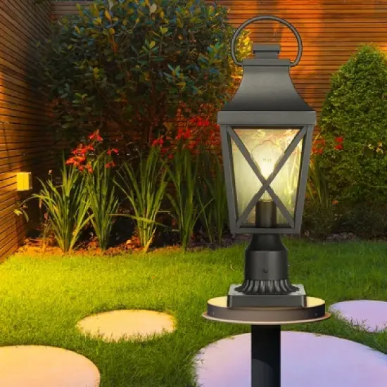 Gulches Outdoor Lamp Posts, 18-22" Vintage Black/Bronze Lanterns with Clear Glass, Waterproof for Garden, Patio, Pathway (1-2 Pack) image {4}