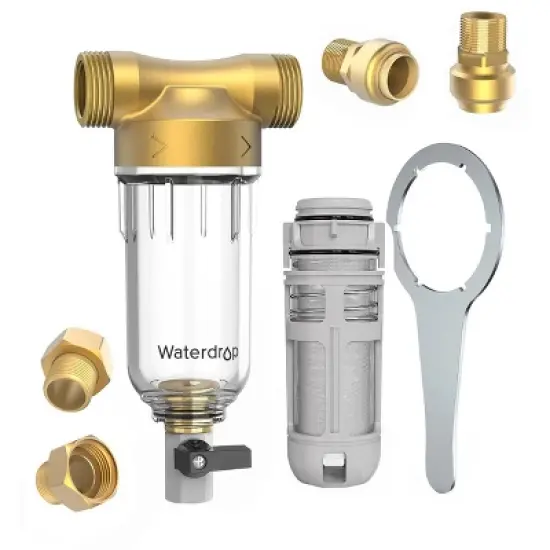 Waterdrop Spin Down Sediment Filter, Backwash Whole House Water Filter System for Well Water, 40-50 Micron, 1" MNPT + 3/4" FNPT + 3/4" MNPT image {9}