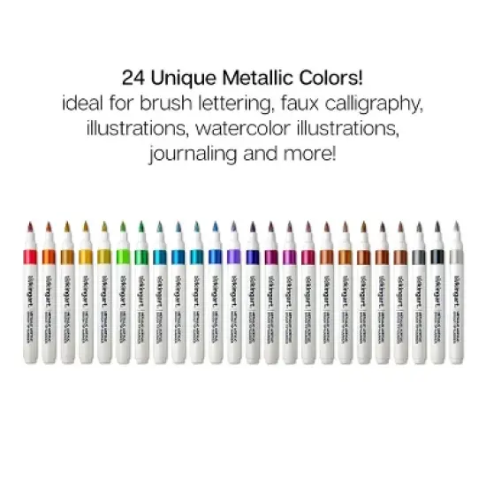KINGART Acrylic Brush Tip Markers, 24 Metallic Colors image {1}