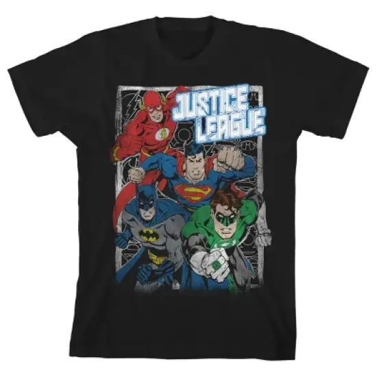 Justice League Heroes Black T-Shirt Toddler Boy to Youth Boy image {4}