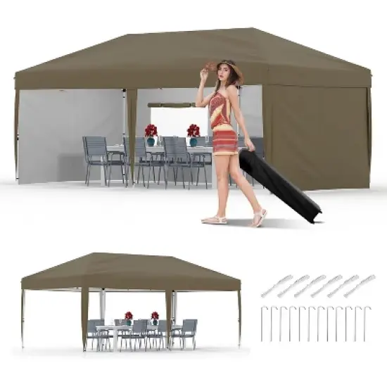 3x6 Meter Instant Canopy Tent, UV Protection Beach Shelter with Sandbags & Wheeled Case, Portable Event Tent for Camping, Outdoor Parties image {9}