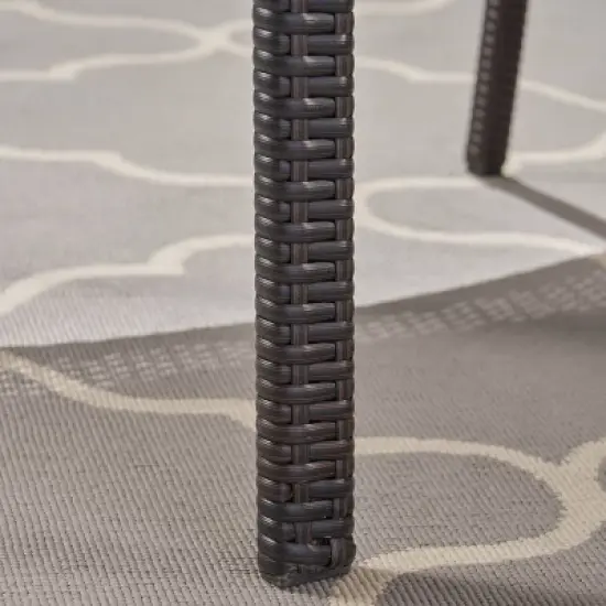 Clayton 7pc Acacia Wood & Iron Dining Set - Teak/Brown/Cream - Christopher Knight Home image {4}