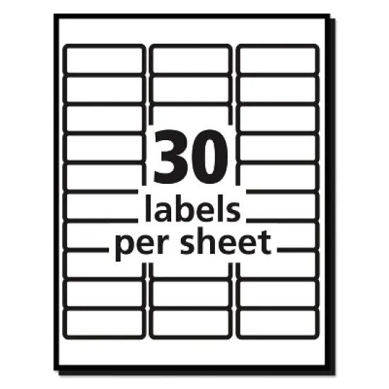 Avery White Address Labels for Laser Printers 1 x 2 5/8 7500/Box 45160 image {3}