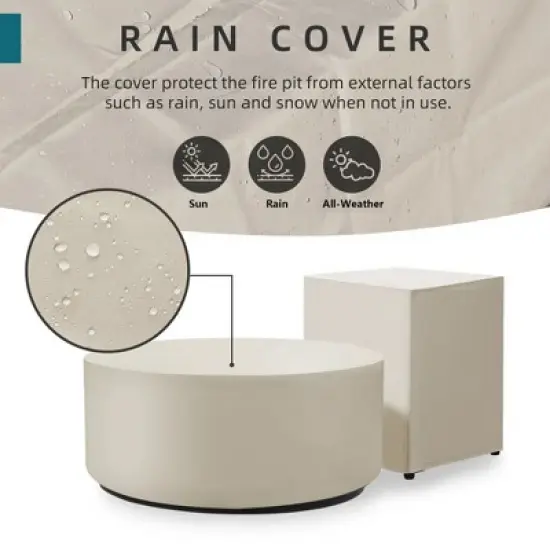 UPHA 28-inch Outdoor Round Fire Pit Table Propane for Outside Patio with Tank Cover image {8}