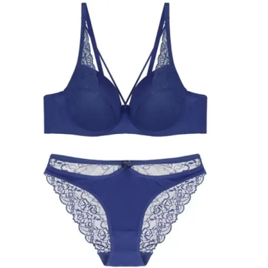 Agnes Orinda Women Plus Lace Sheer Push-Up Comfy 2 Pcs Undergarment Set image {4}