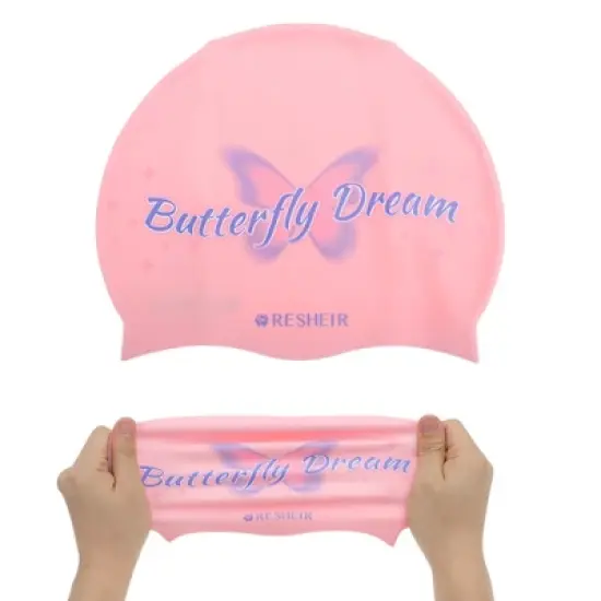 Unique Bargains Silicone Waterproof Butterfly Dream Swim Cap 1 Pc image {4}