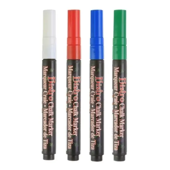 Marvy Uchida&reg; Bistro Chalk Markers, Fine Tip, 4-Color Set, Red, Green, Blue, White image {1}