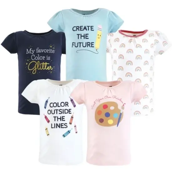Hudson Baby Infant and Toddler Girl Short Sleeve T-Shirts, Creativity image {12}